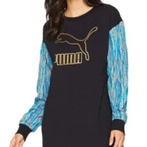 PUMA COOGI Sweatshirt Long Sleeve Shirt Black Dress - Women's Size XS Multicolor